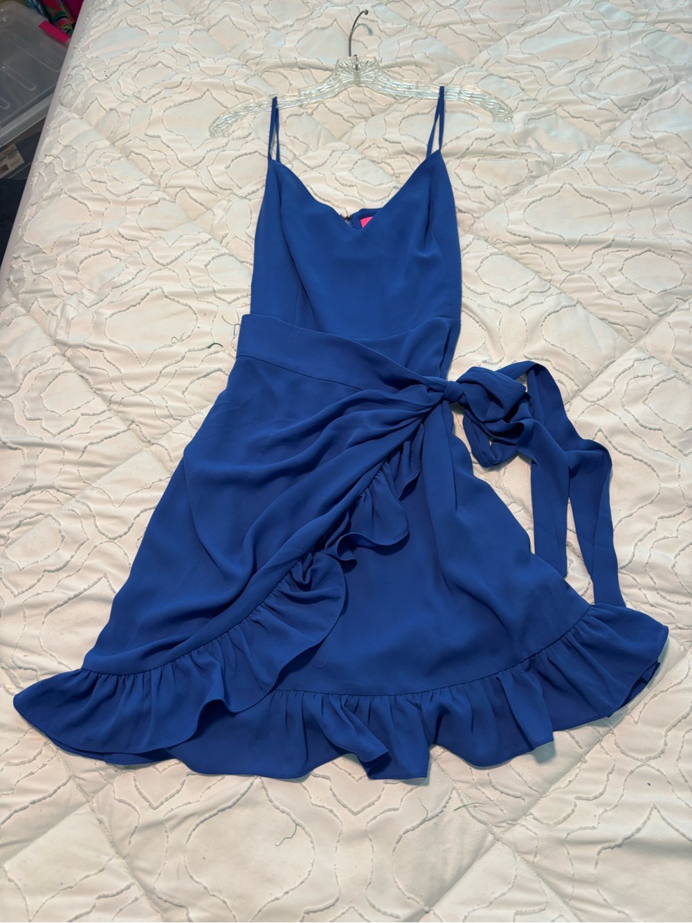 Lilly Pulitzer Cobalt Blue Ruffle Wrap Mini Dress